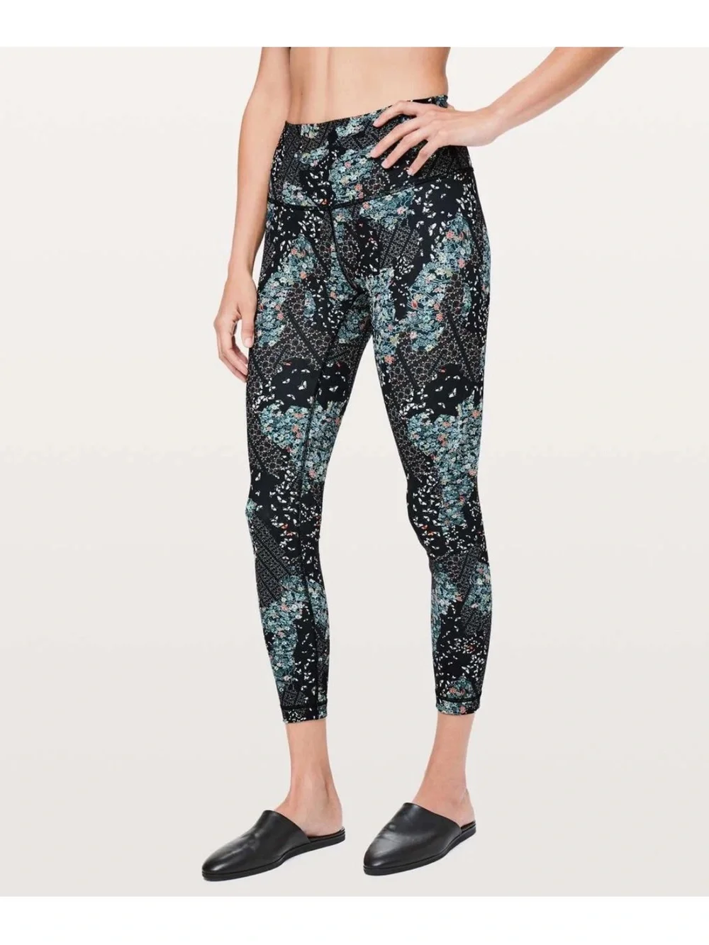 Lululemon Wunder Under Hi-Rise 7/8 Floral Patchwork Leggings Womens 8
